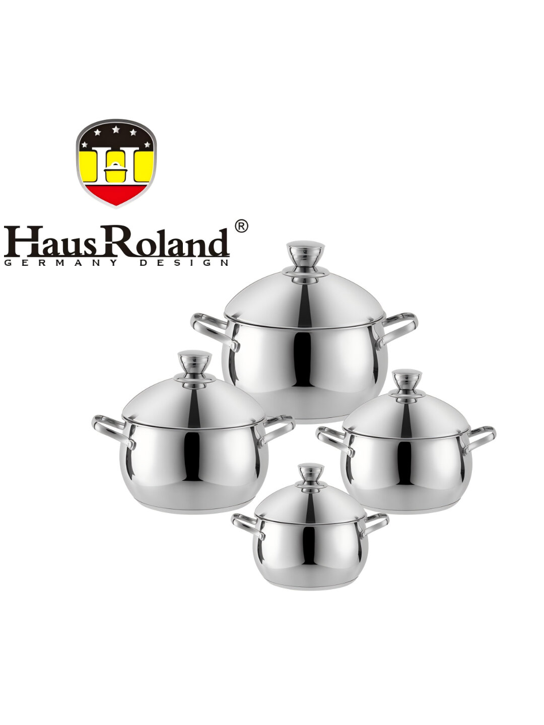 Набор кастрюль HausRoland, 4 шт, металлические крышки