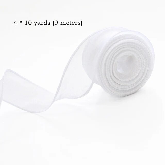 Лента органза Арт Узор ширина 40 мм 9 метров (10 ярдов) цвет белый