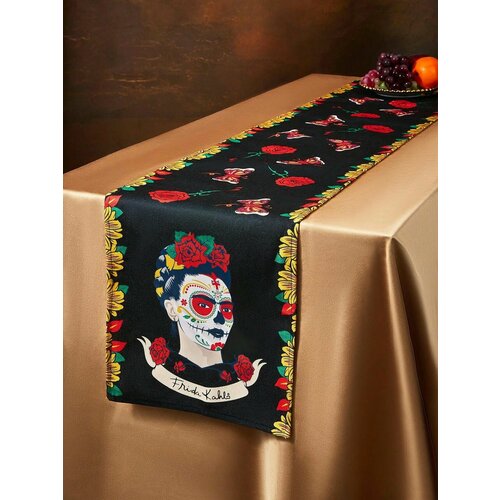 фото Фрида кало / frida kahlo льняная дорожка на стол с принтом подсолнухи и кальверы