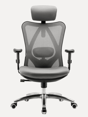 Изображение товара Кресло SIHOO M18 (2D поясничный упор, сетка, ткань, каркас чёрный, серый)