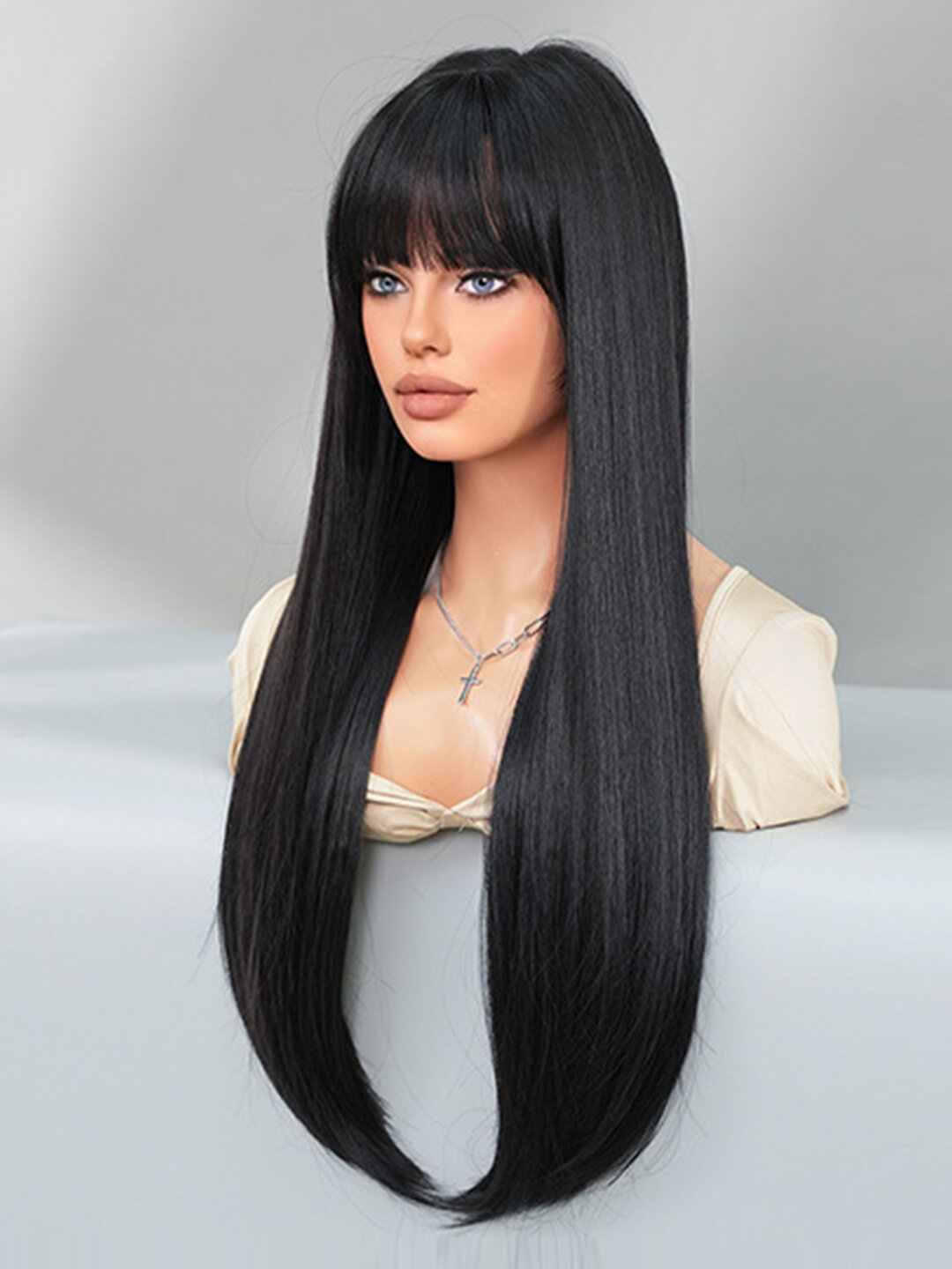 Парики, прямые длинные волосы, с чёлкой, 70 см