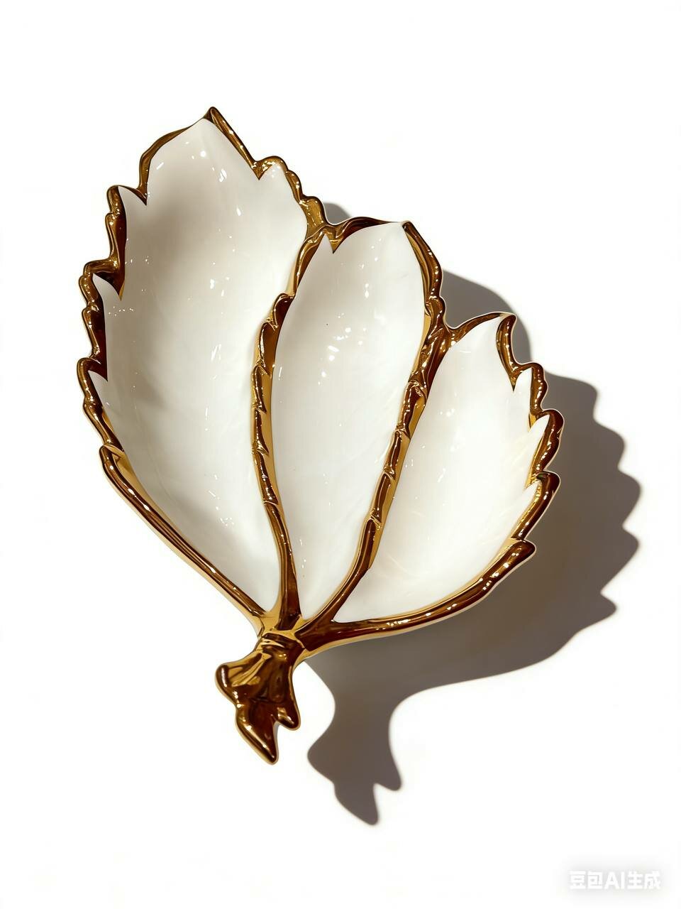 Белая менажница из фарфора малый лист, идеальный дизайн, необычный