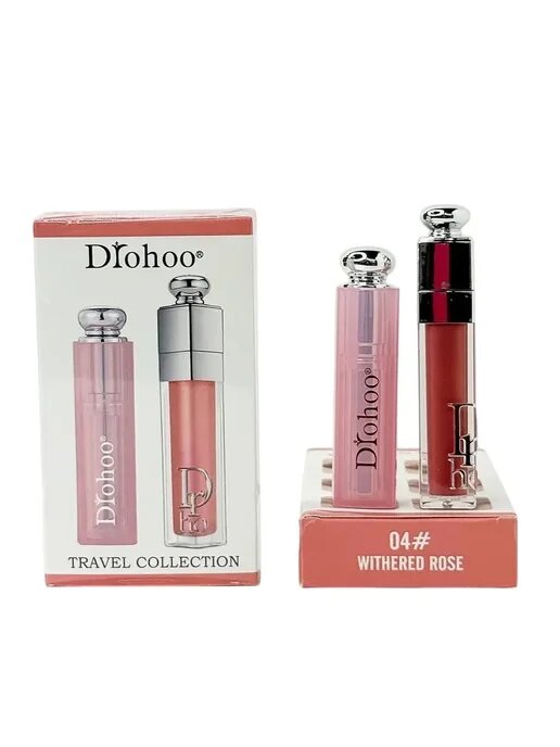 Подарочный набор DIohoo 2в1 помада и блеск для губ 04withered rose