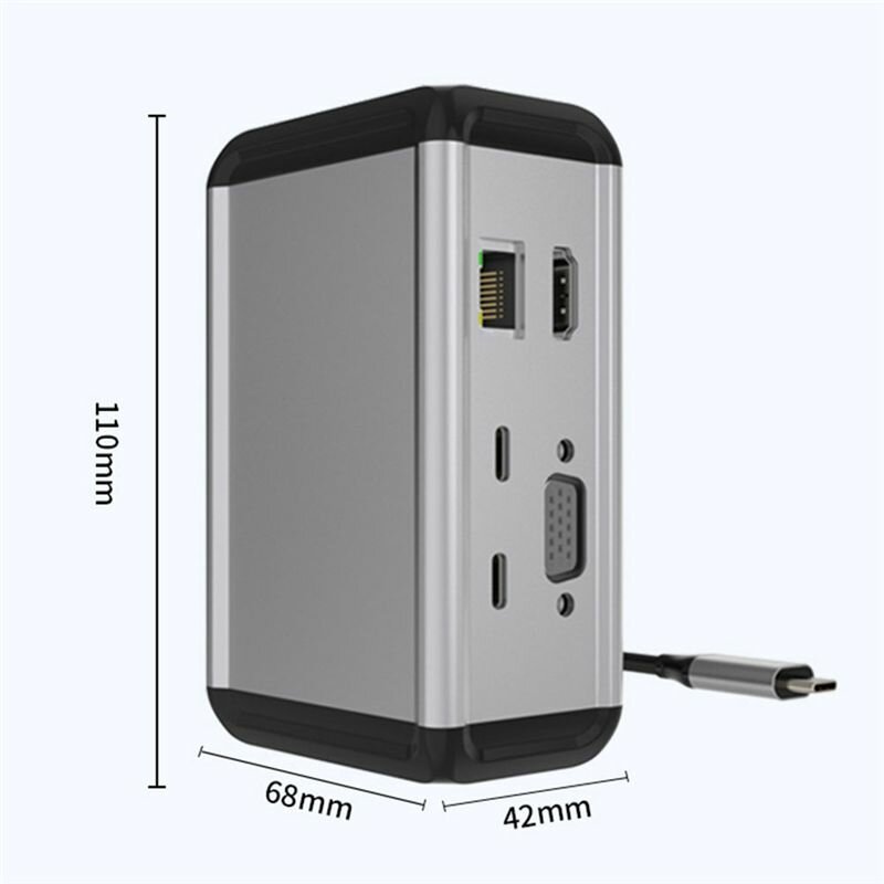 12 в 1 Вертикальный USB 3.0 4K -совместимый VGA TF Reader USB-C Разветвитель Type C HUB Ethernet Адаптер Док-станция