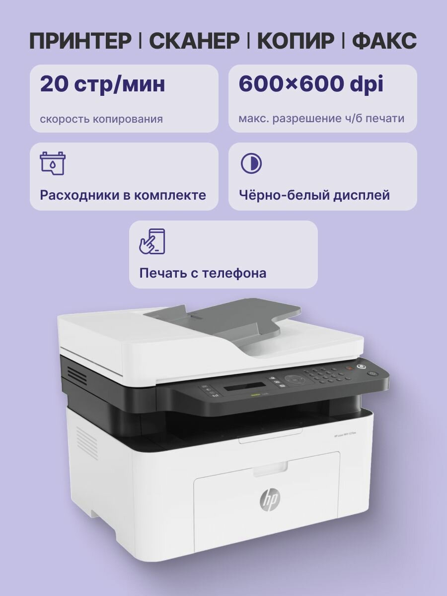 МФУ лазерное HP Laser 137fnw (4ZB84A) — фото 1