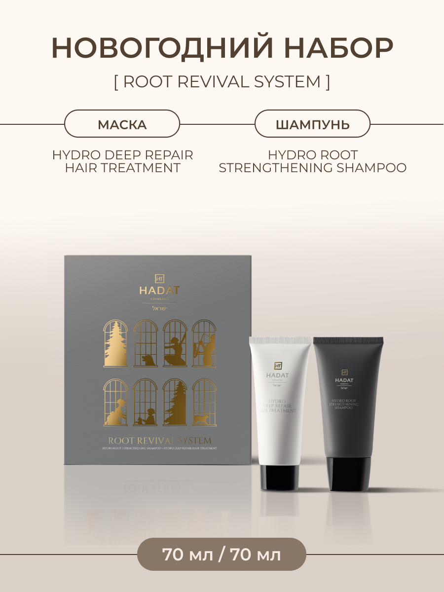 Hadat Root Revival System подарочный набор для роста и укрепления волос, шампунь, маска