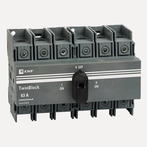 Изображение товара Рубильник 63A 3P реверсивный c рукояткой для прямой установки TwinBlock EKF - 1 шт