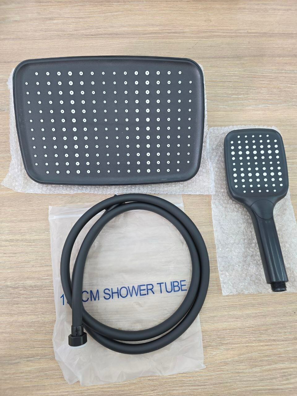 Комплект для душа GALOFKA LEYKA SHLANG , черный, верхний тропический душ, ручная лейка