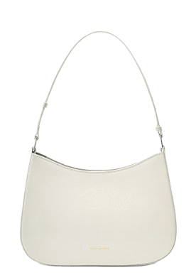 Сумка багет  из натуральной кожи, фактура гладкая, белый — фото 1