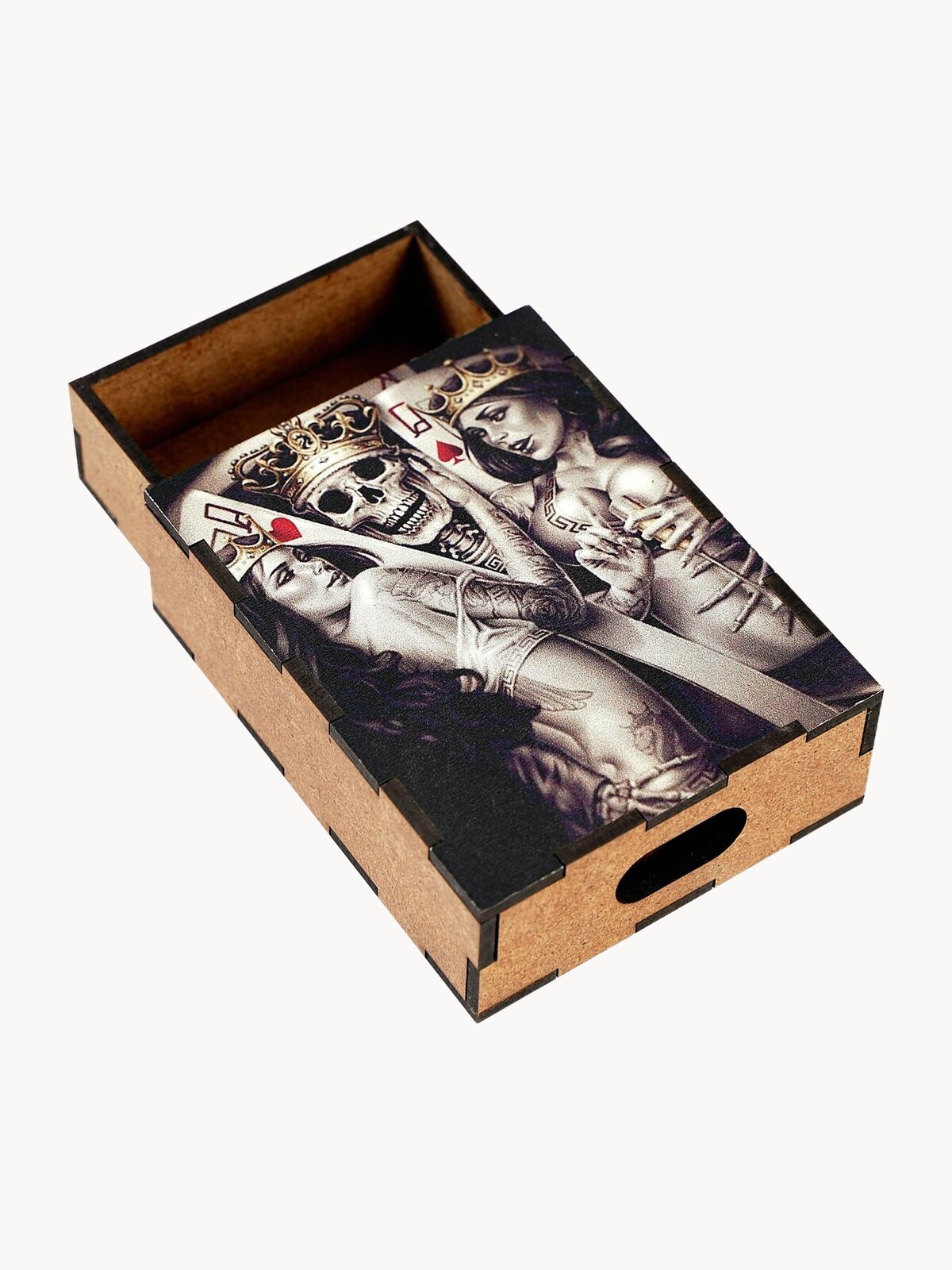 Футляр для игральных карт Дама Пик "Скелет", дерево, внутренние размеры 92 на 67мм