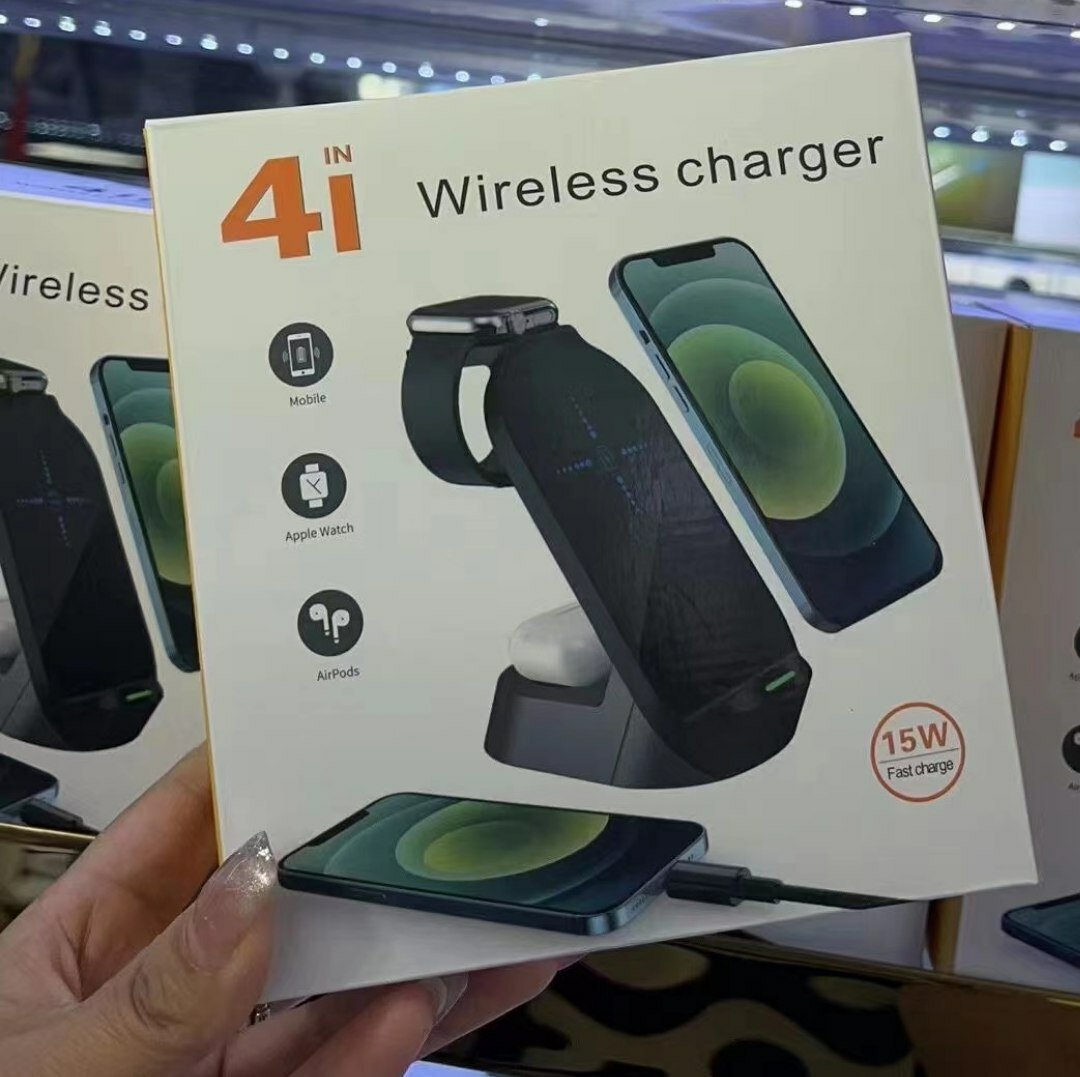 4-в-1 Беспроводная Зарядная Станция 15W — Для Телефона, Apple Watch и AirPods