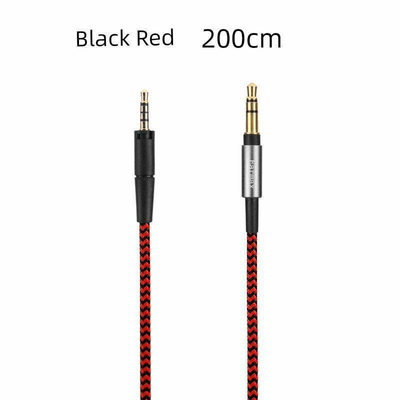 Нейлоновый аудиокабель для наушников Sennheiser HD4.30/HD400/SHD458/HD450BT Черно-красный 200 см с встроенным пультом