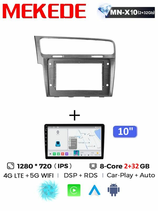Магнитола 10.2" Mekede MN X10 Pro 2/32 Gb Volkswagen Golf 7 MK7 2012-2020 F1 carplay