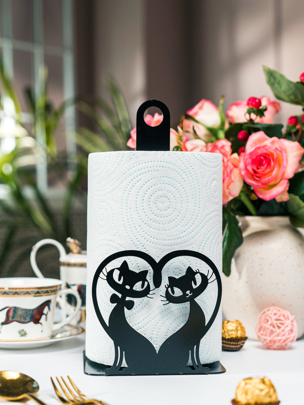 Держатель для полотенец HITSAD 300-043B, чёрный, металл, 14x14x27 см