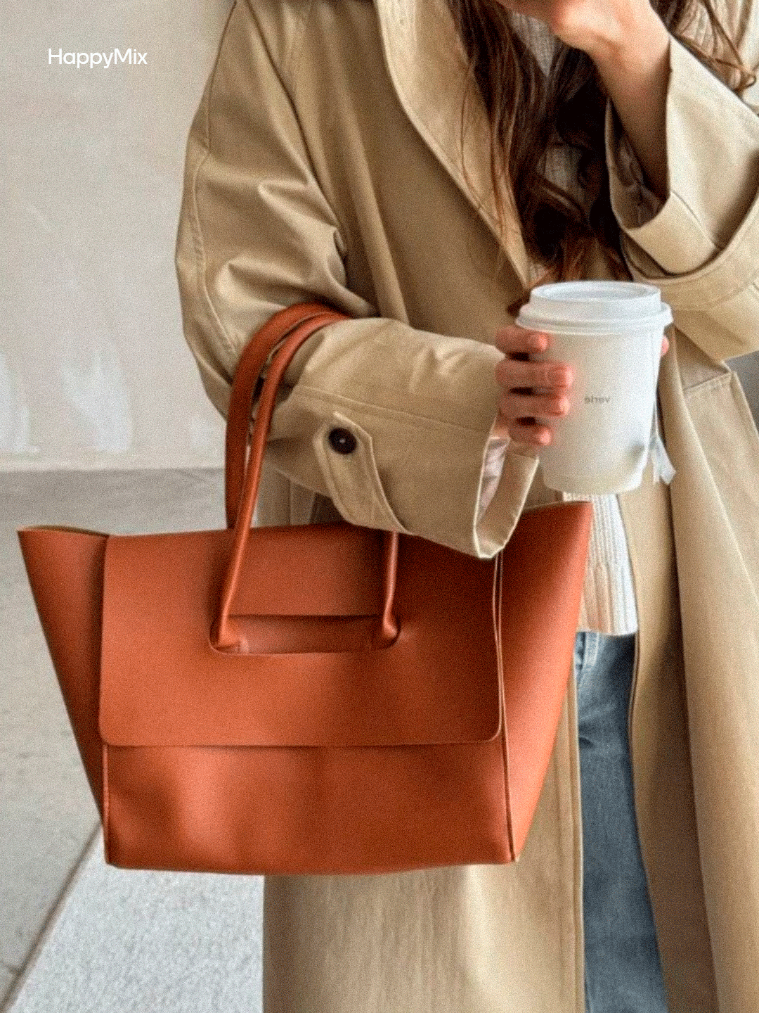 Сумка-рюкзак  Женская сумка, большая, шоппер, формат А4, Тоут, оранжевый — фото 1