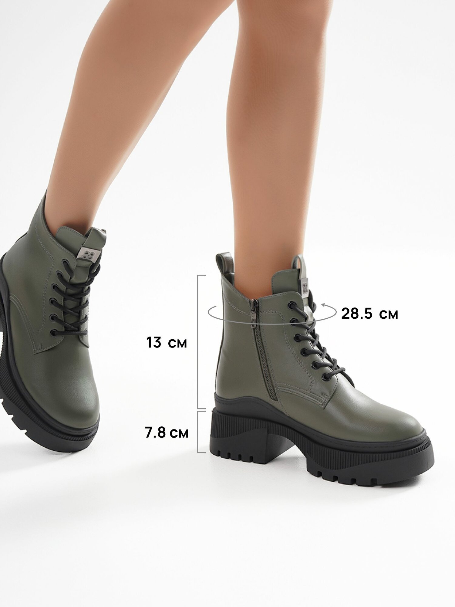 Ботильоны T.Taccardi Осень-зима 2025, размер 38, хаки — фото 1