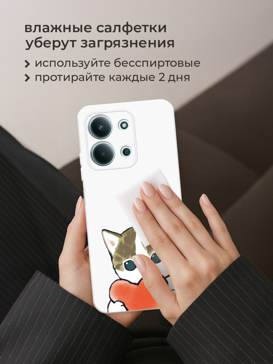 Чехол на Xiaomi Redmi 15C 4G /Poco C85 4G / Редми 15C 4G/Поко C85 4G с принтом Котик с сердечком — фото 1