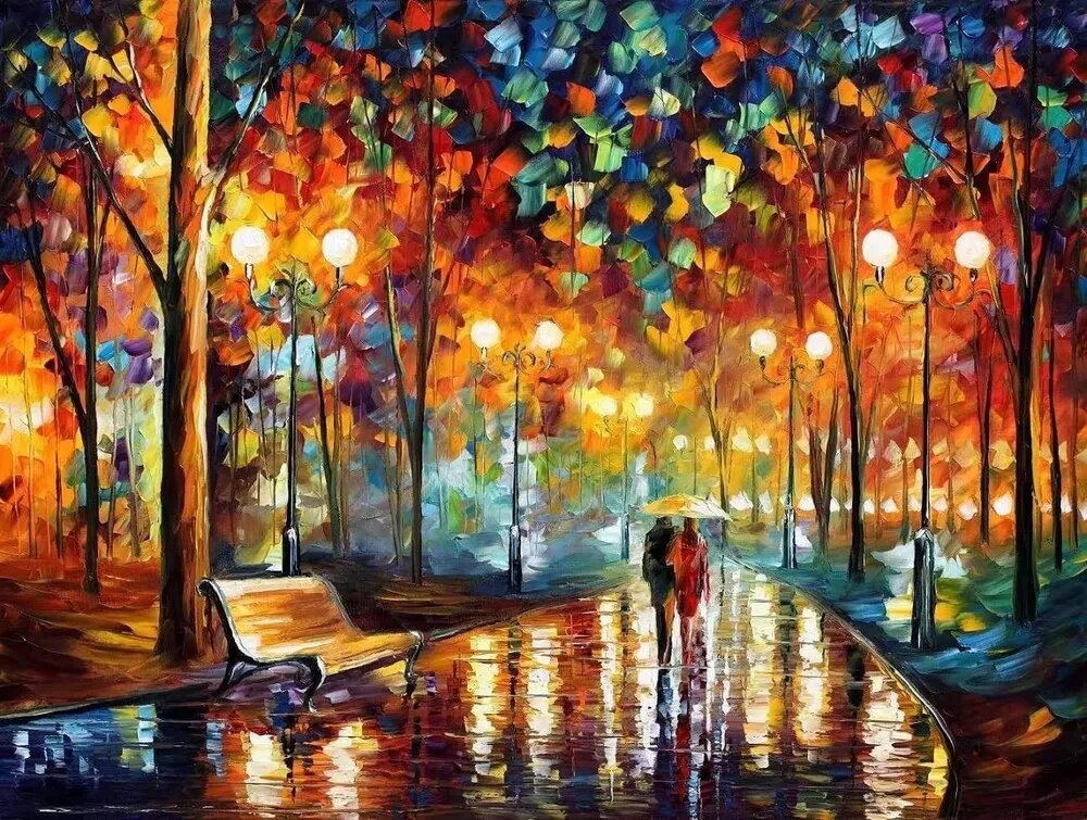NKFвышивка крестом наборы, Схема на 14CT "пара в дождливой ночи",51*41CM