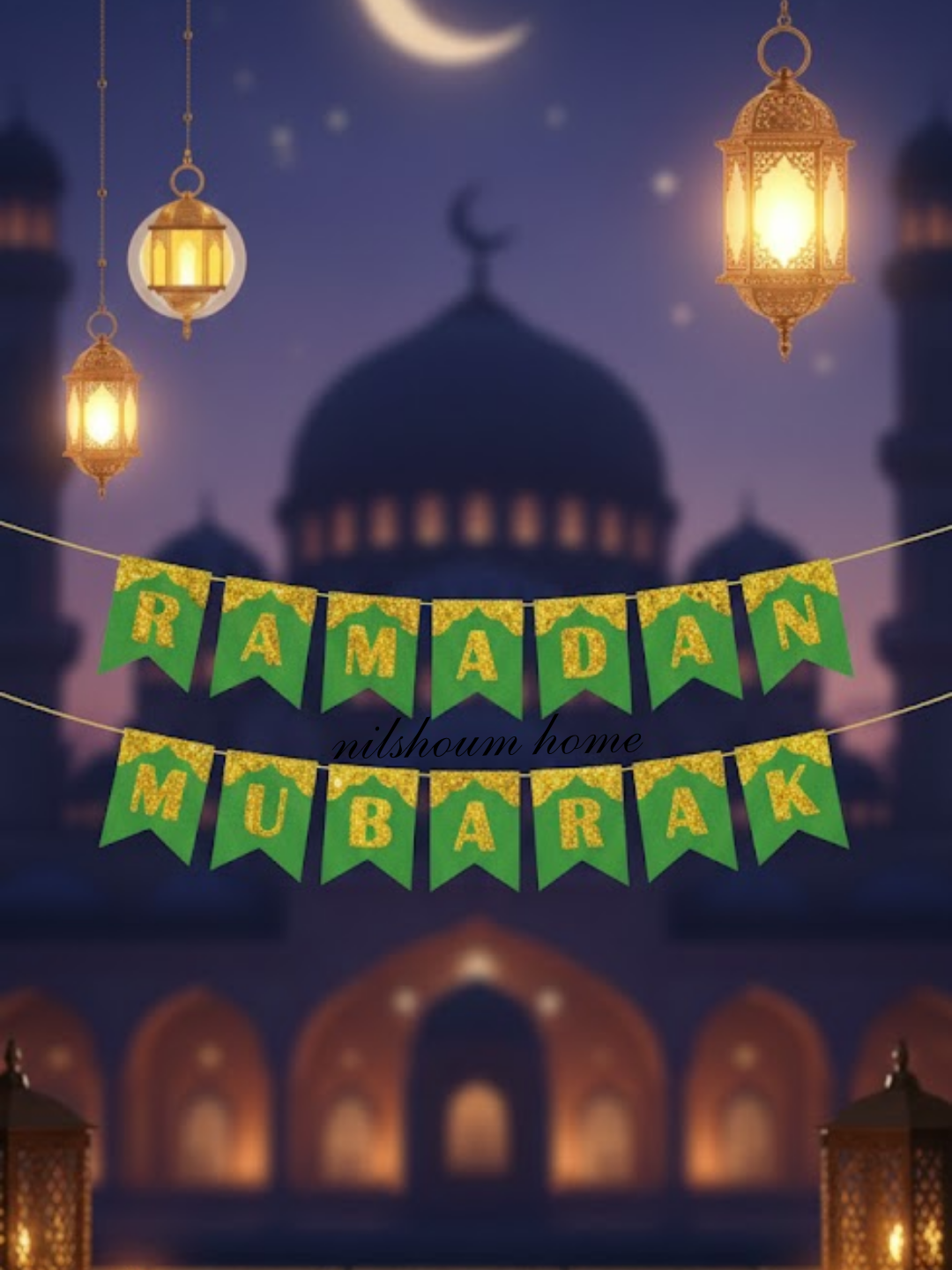 Рамадан Мубарак Праздничное украшение Декоративный баннер Ramadan Mubarak для дома Набор на праздник Эид Украшение