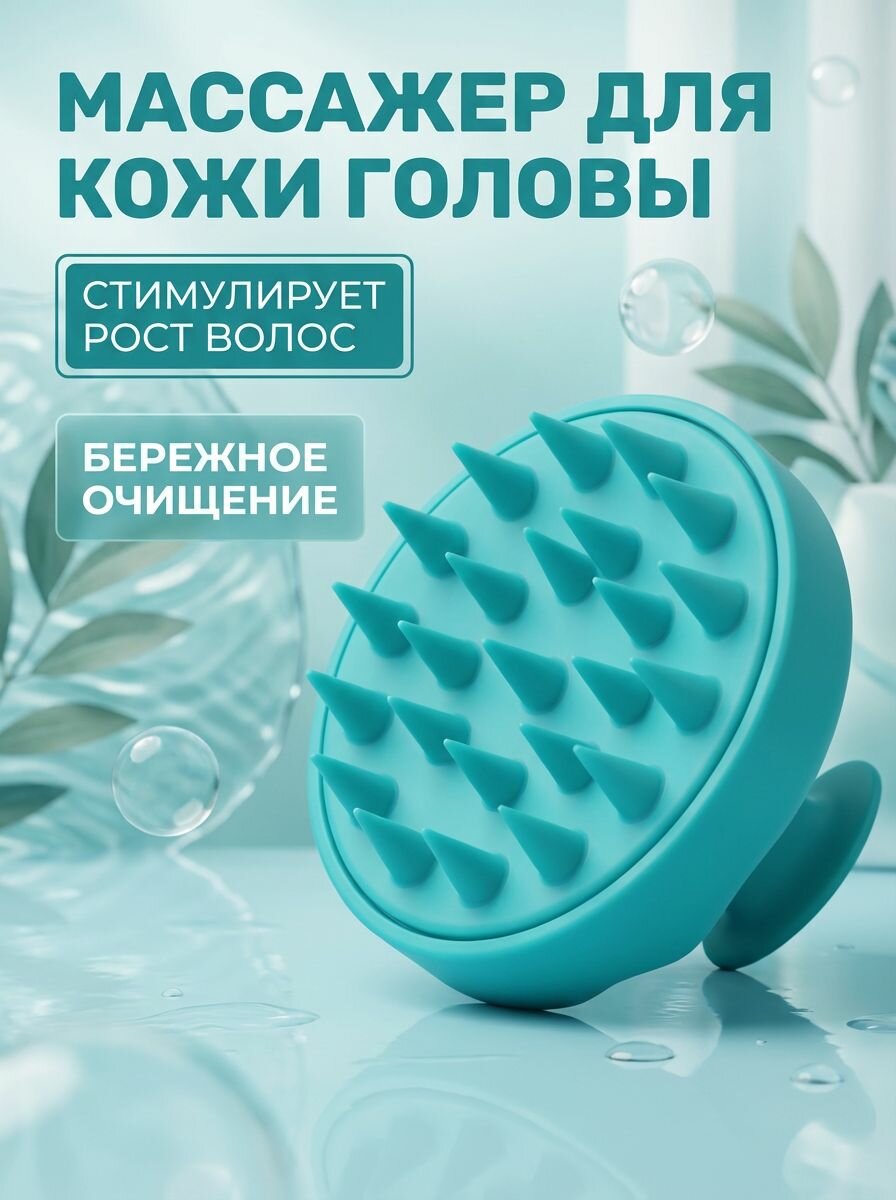 Массажер для кожи головы Tashe professional для бережного очищения, распределения шампуня, масок и стимуляции роста волос, эргономичный с нескользящей ручкой