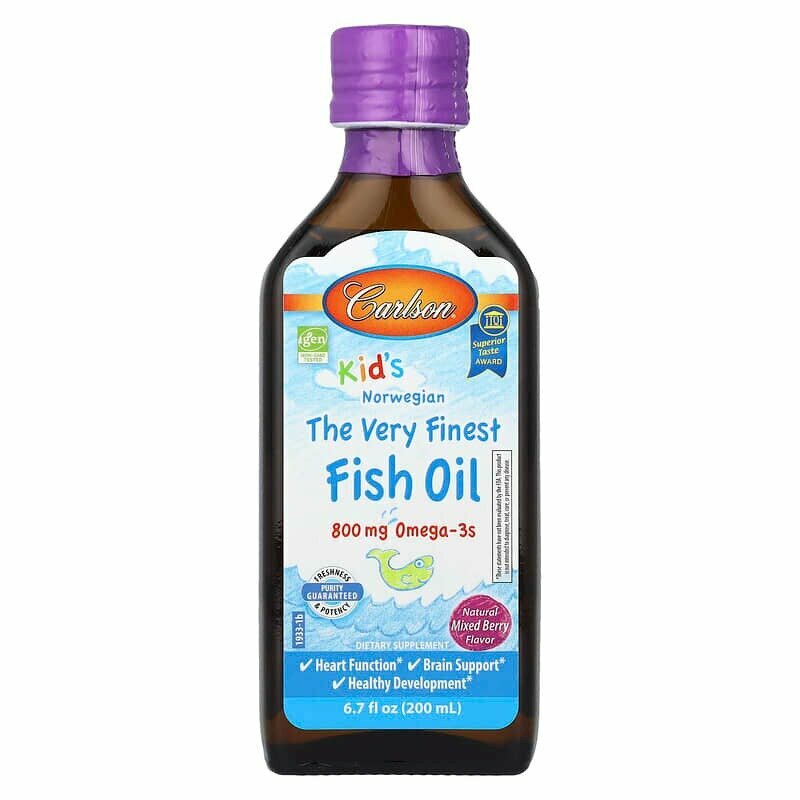 Carlson Kid’s Fish Oil Омега-3 800 мг, детский, ягодный, 200 мл