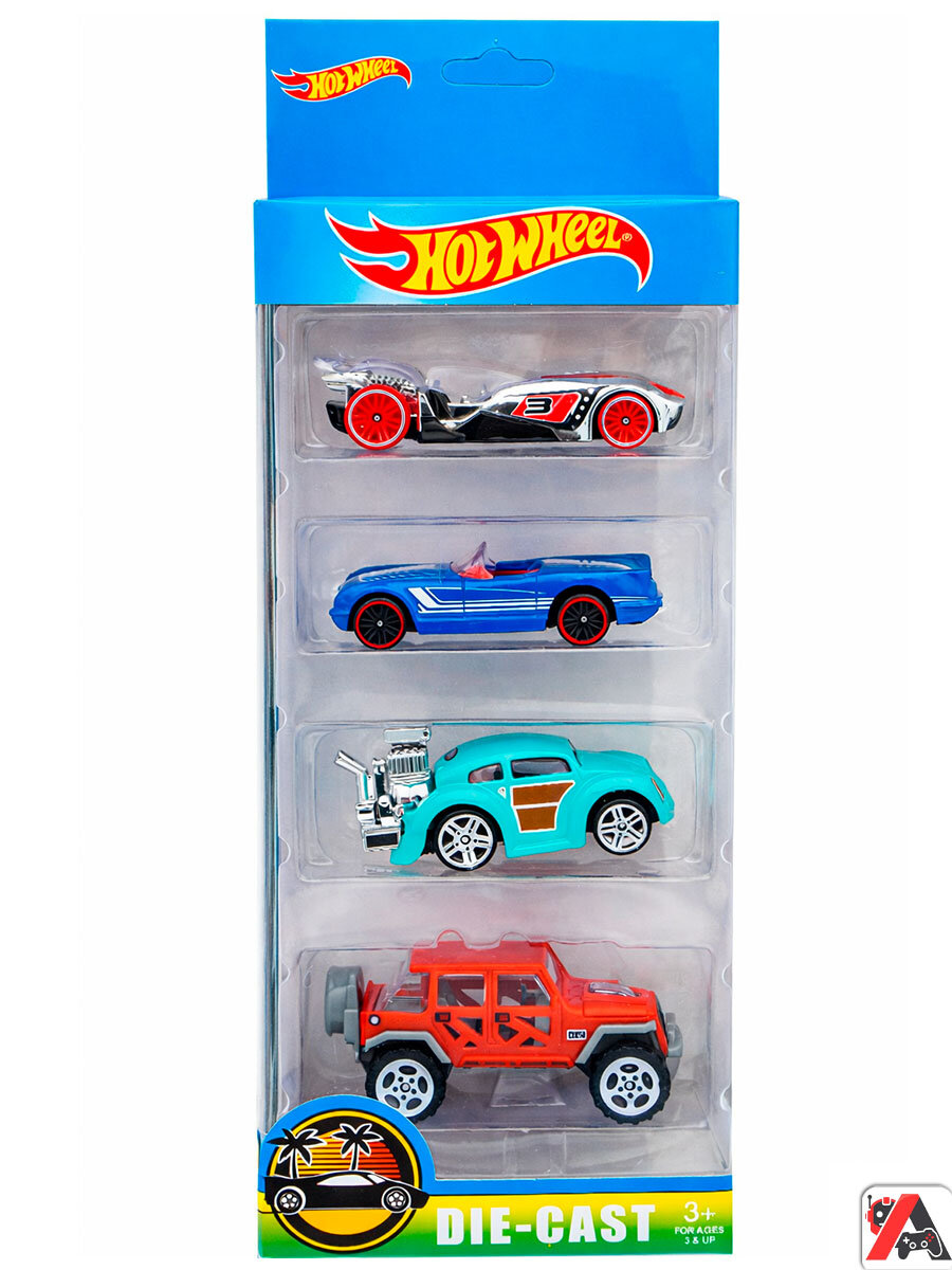 Набор машинок Hot Wheels 4в1, модельки и минимашинки, подарок для мальчика