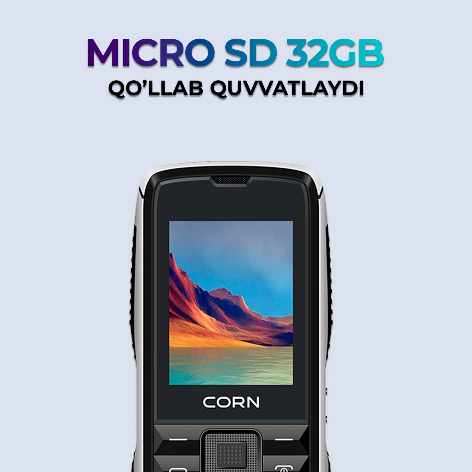 Мобильный телефон CORN "Power", кнопочный, 2 SIM-карты, чёрный — фото 1