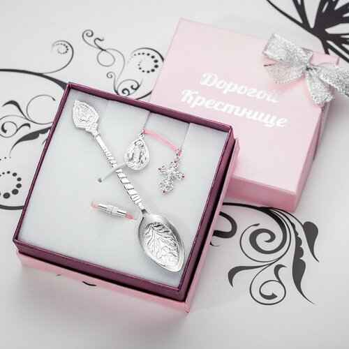 фото Крестик diamant online, серебро, 925 проба, родирование, фианит, размер 48 см., розовый