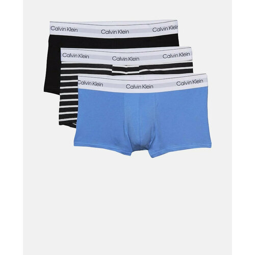 фото Трусы calvin klein low rise trunk, комплект из 3 шт., размер m, черный, синий