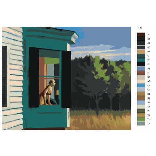 фото Картина по номерам y-36 "репродукция эдварда хоппера-кейп-код утро " 60x80 brushes-paints