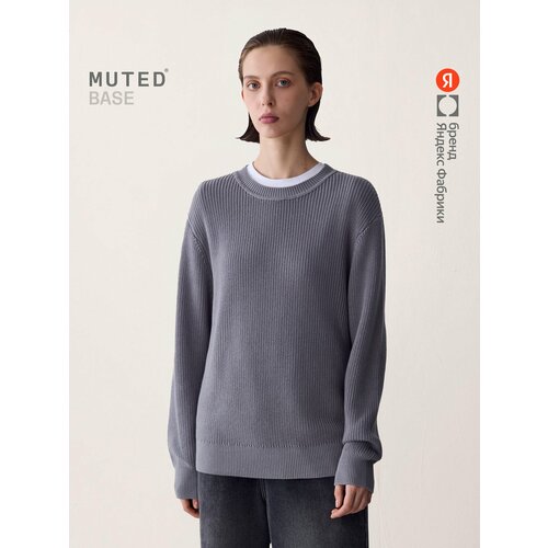 фото Свитер muted base свободного кроя из хлопка, размер 2xl-3xl, , серый
