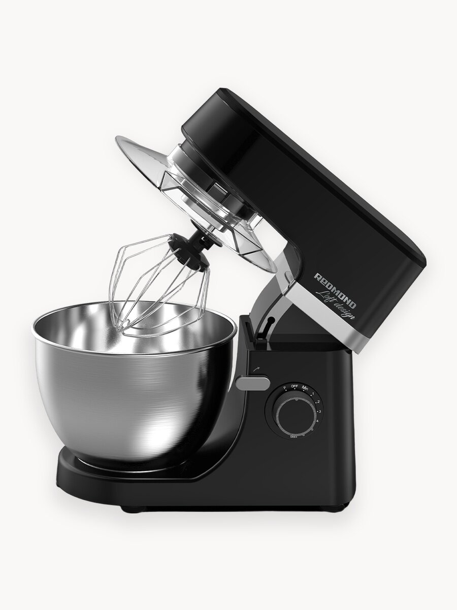 Планетарный миксер редмонд RFM-5360, 8 скоростей, 3 насадки, импульсный режим, плавный пуск, чаша с крышкой 4,5л, 1000Вт