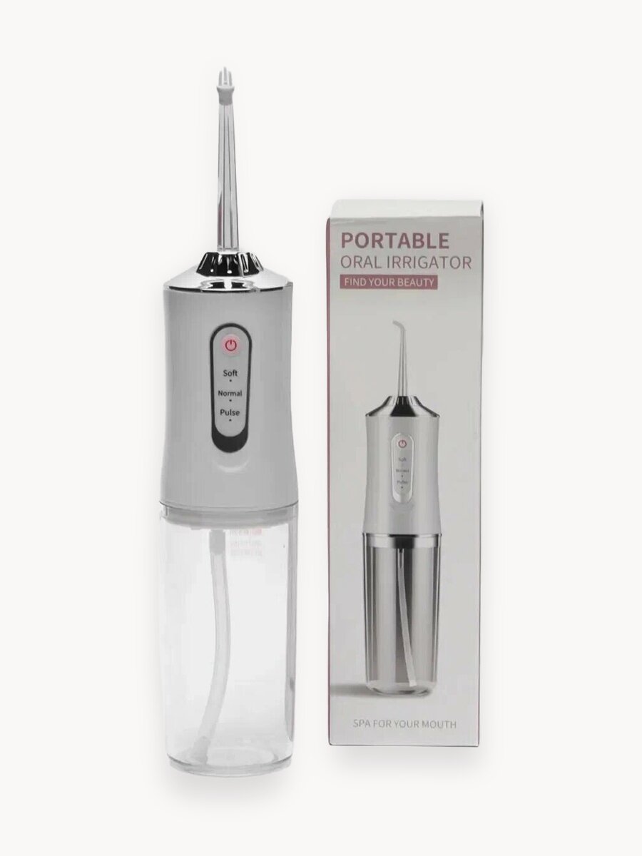 Ирригатор для чистки полости рта, зубов и десен, портативный белый