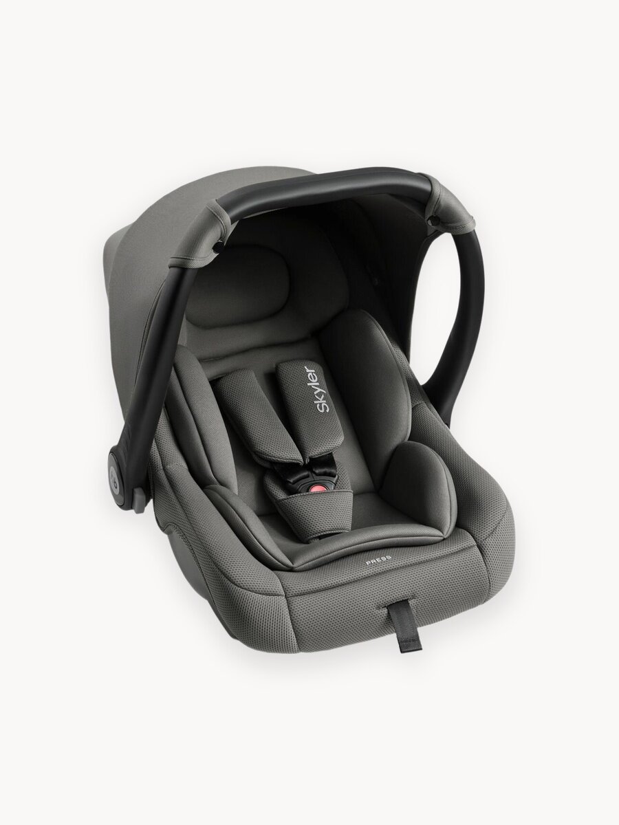 Автолюлька для новорожденных Happy Baby Skyler V2, с анатомическим вкладышем, группа 0+ (0-13 кг), серая