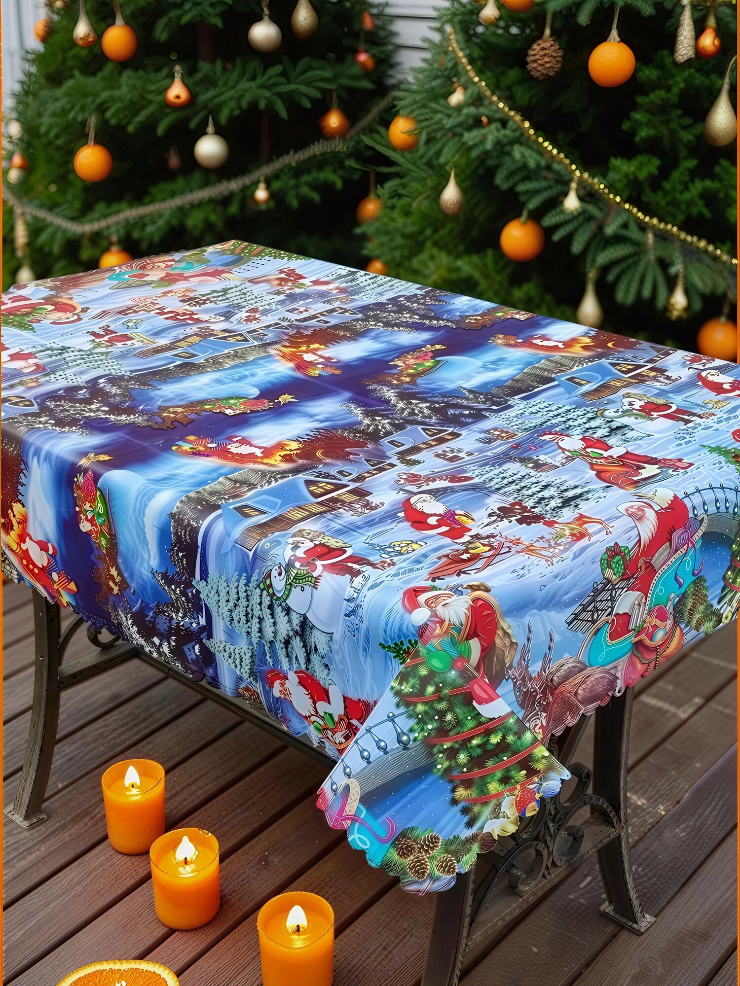 Скатерть Laid Table, водоотталкивающая, ПВХ, новогодняя, 110x140 см декор для дома и дачи