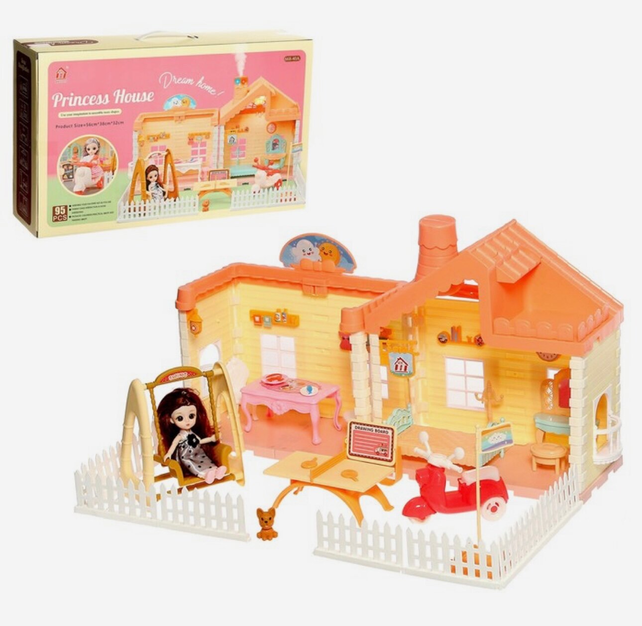 Дом для кукол «Коттедж» с куклой и аксессуарами , кукольный домик для маленькой принцессы