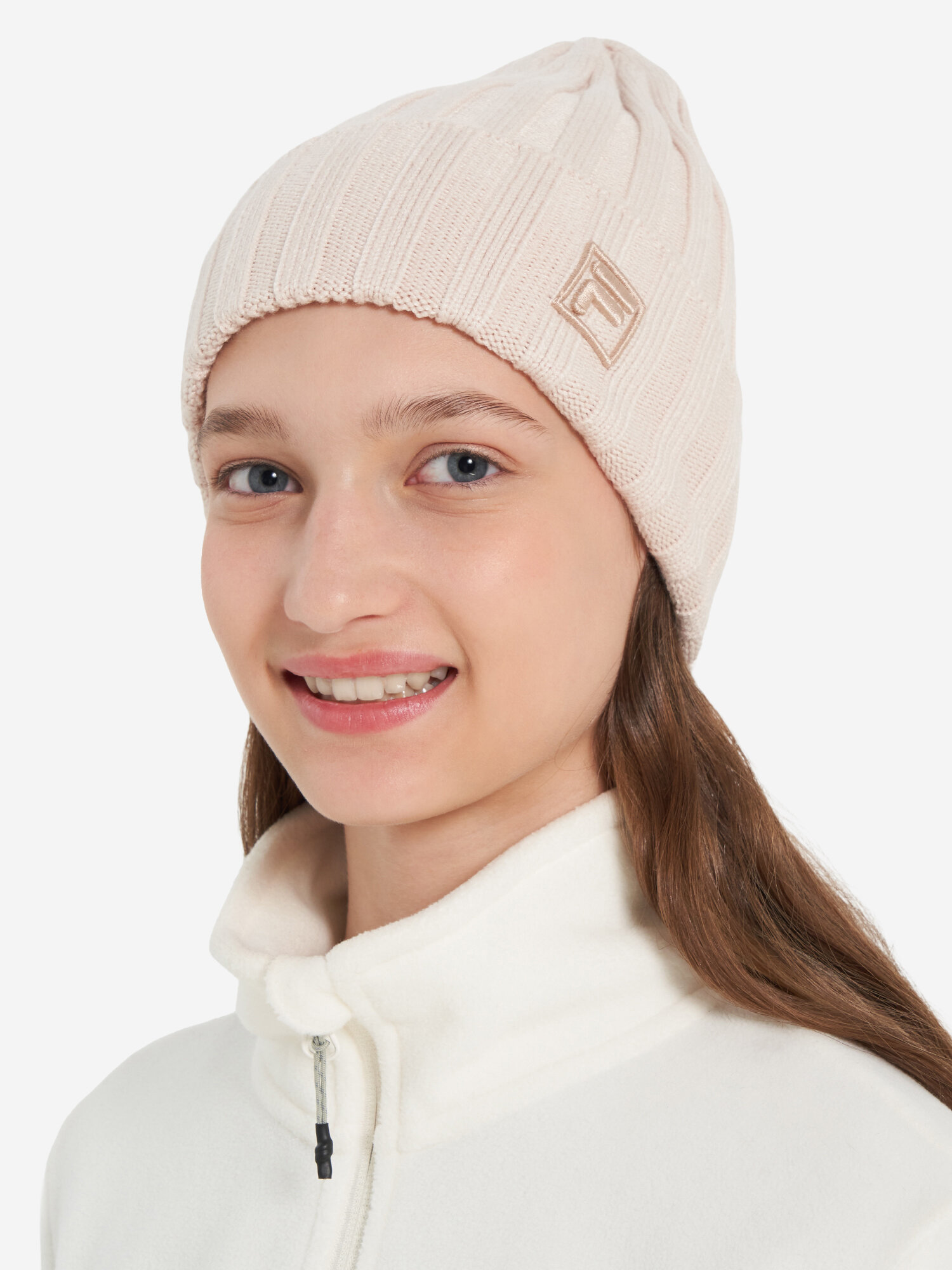 Шапка Fila для девочек, размер 54, светло-бежевый