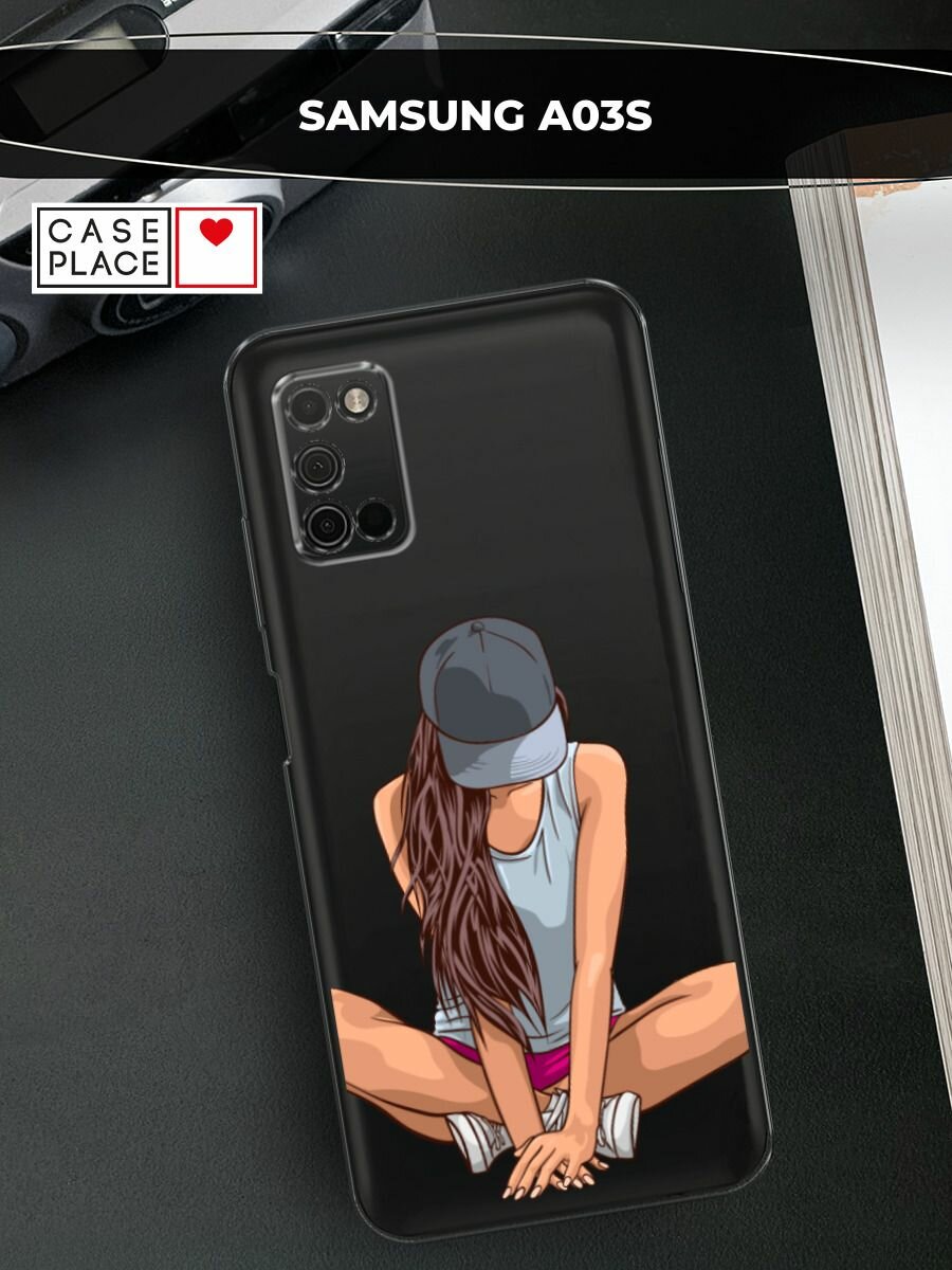 Чехол на Samsung Galaxy A03S / Самсунг Галакси A03S с принтом "Девушка в кепочке", прозрачный