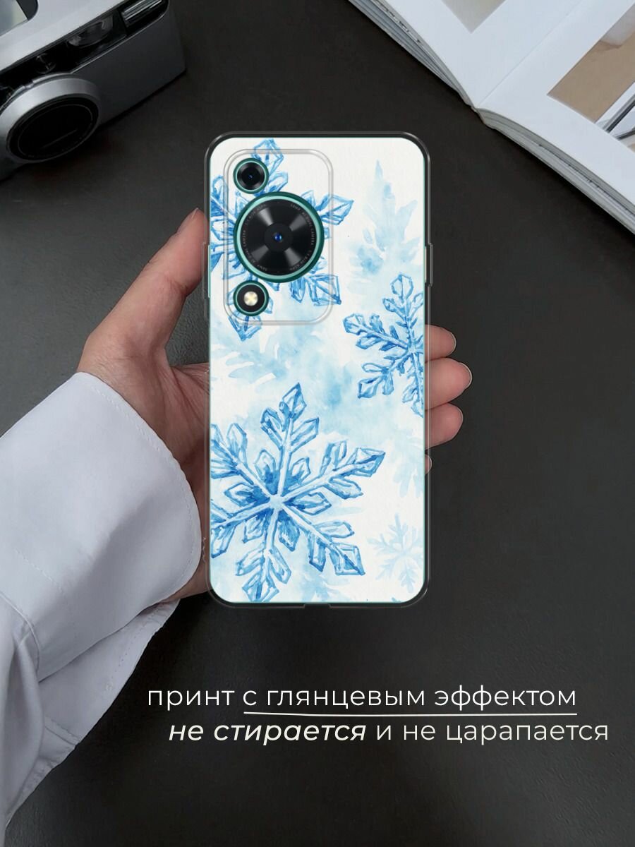 Чехол на Huawei Nova Y72/Y72s / Хуавей Нова Y72/Y72s с принтом "Акварельные снежинки" — фото 1