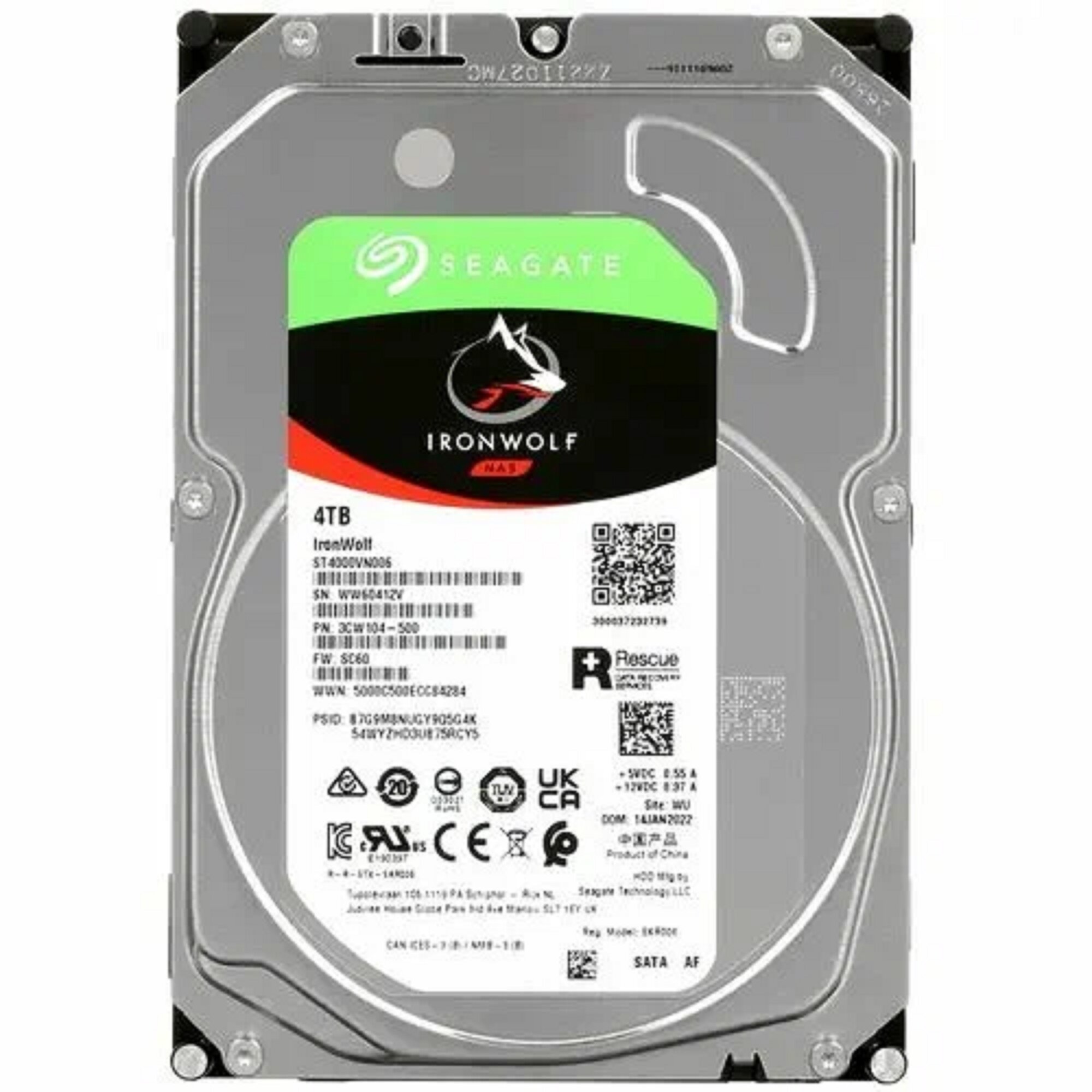 Жесткий диск 4TB SATA 6Gb/s Seagate ST4000VN006, MTBF 1 млн ч, для сервера