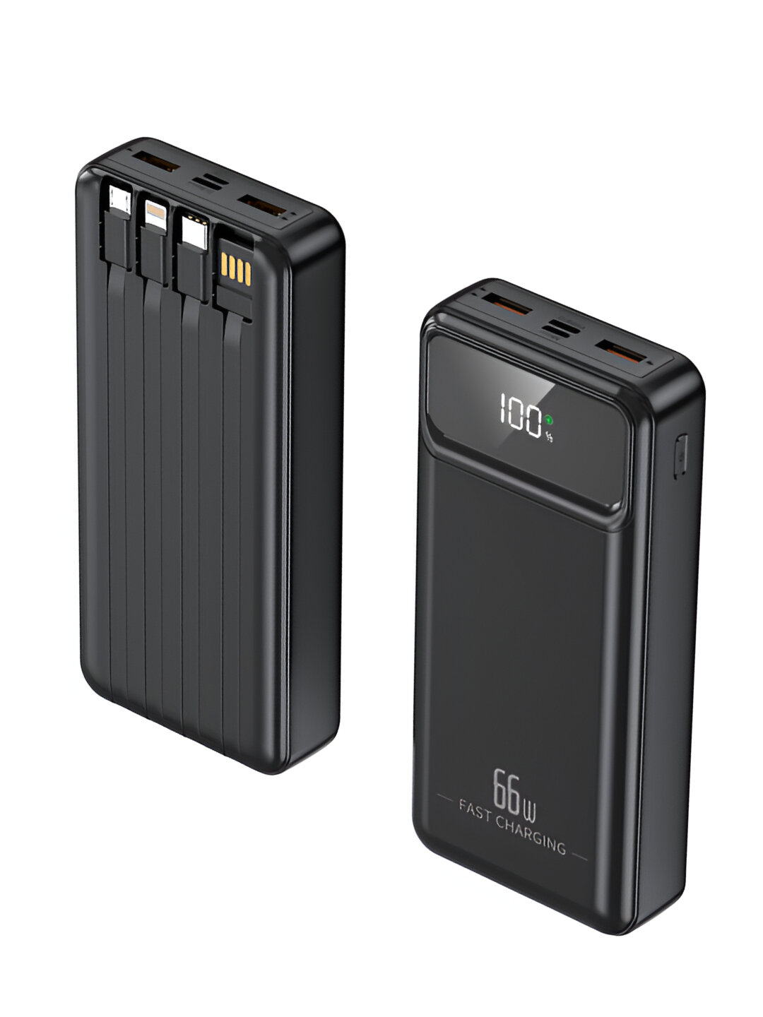 Внешний аккумулятор Power Bank 20000mA 66W с быстрой зарядкой +4 кабеля
