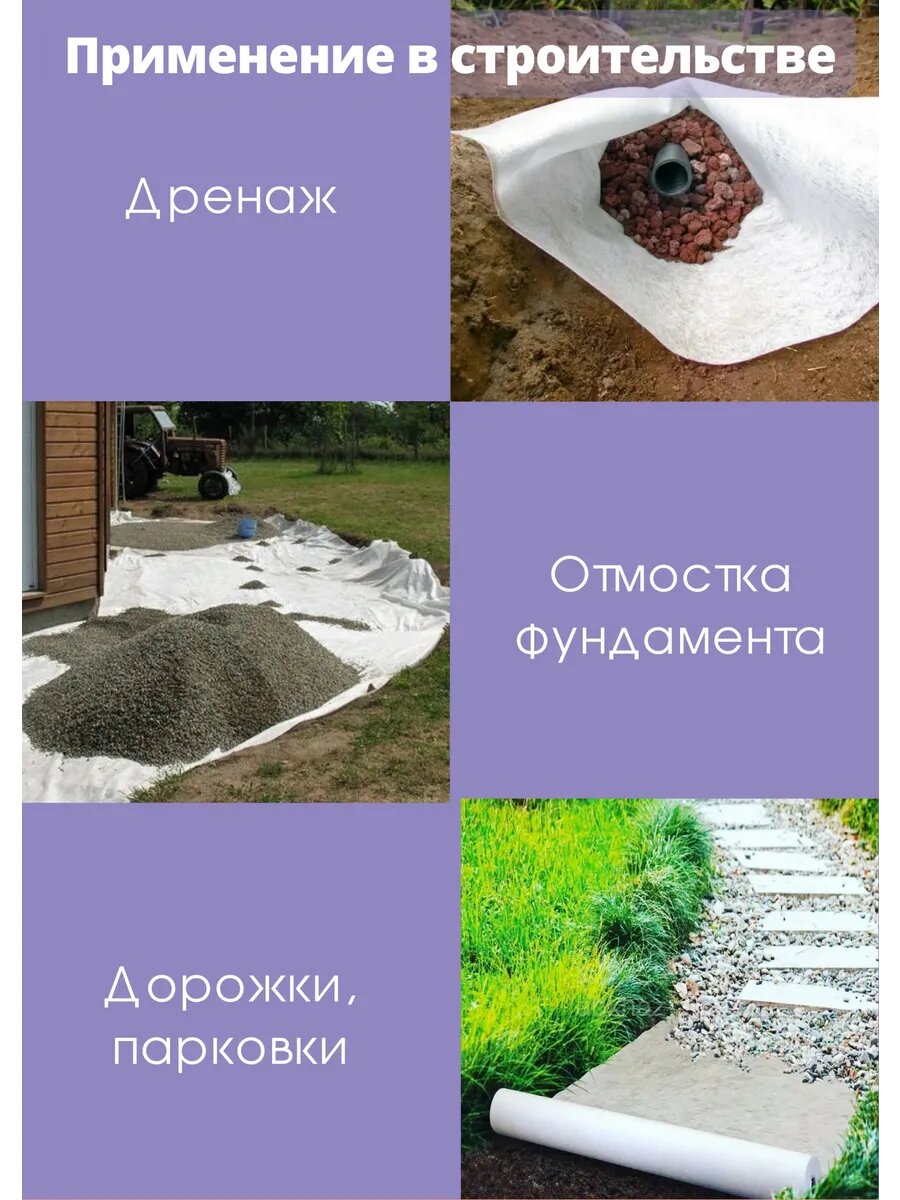 Геотекстиль "Дорнит", полиэфир, иглопробивной, для укрытия растений от сорняков — фото 1