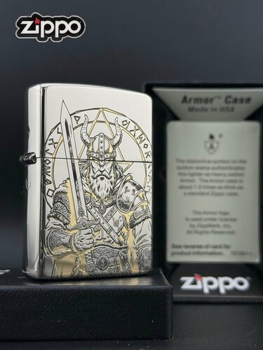 Изображение товара Бензиновая Зажигалка Zippo Armor Скандинавский воин