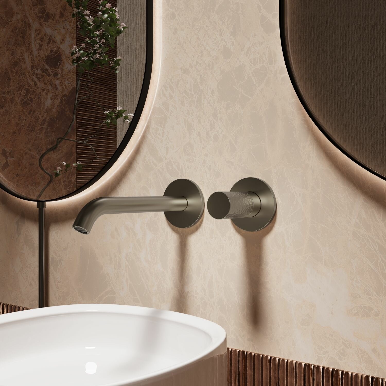 Смеситель для раковины Vincea Аура (Aura) VBFW-6AU1GM встраиваемый, вороненая сталь