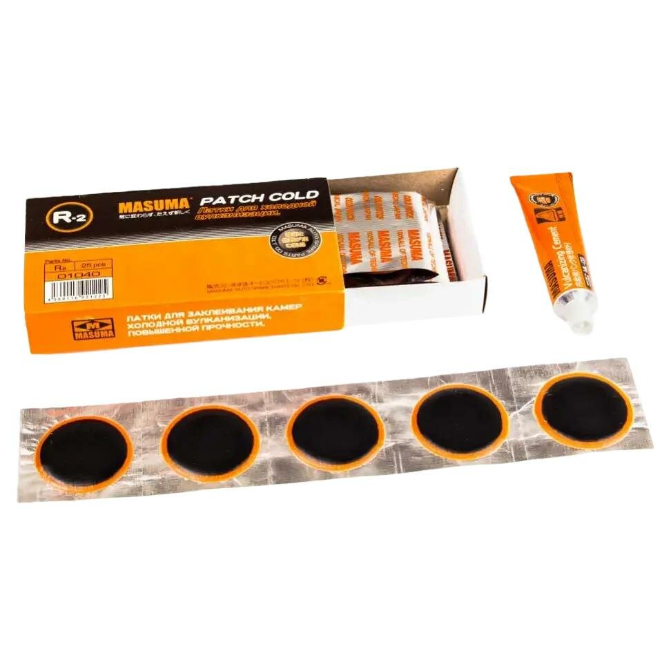 Заплатки камер D38mm комплект 25шт (+ клей 22ml) MASUMA R-2