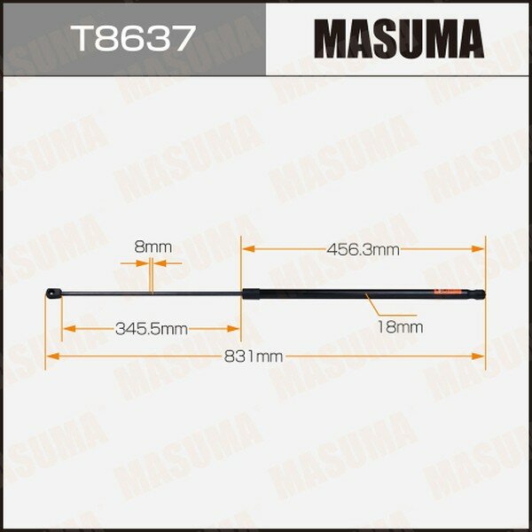 Упор газовый капота MASUMA T8637 Universal L831 мм 140