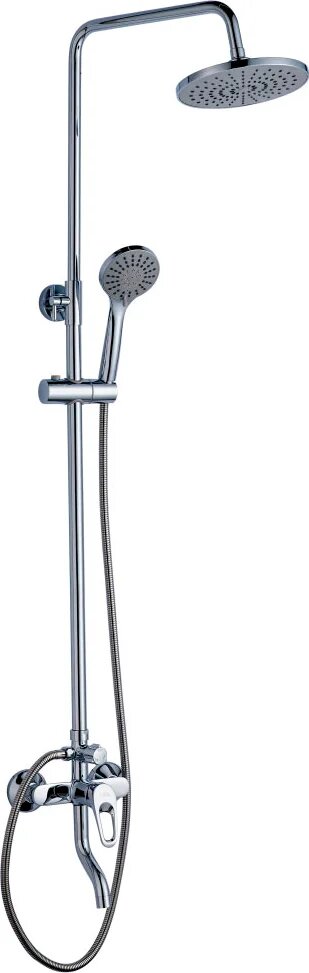 Душевая стойка Rossinka B B35-46 с тропическим душем со смесителем с изливом латунная хром рычаг сбоку с лейкой