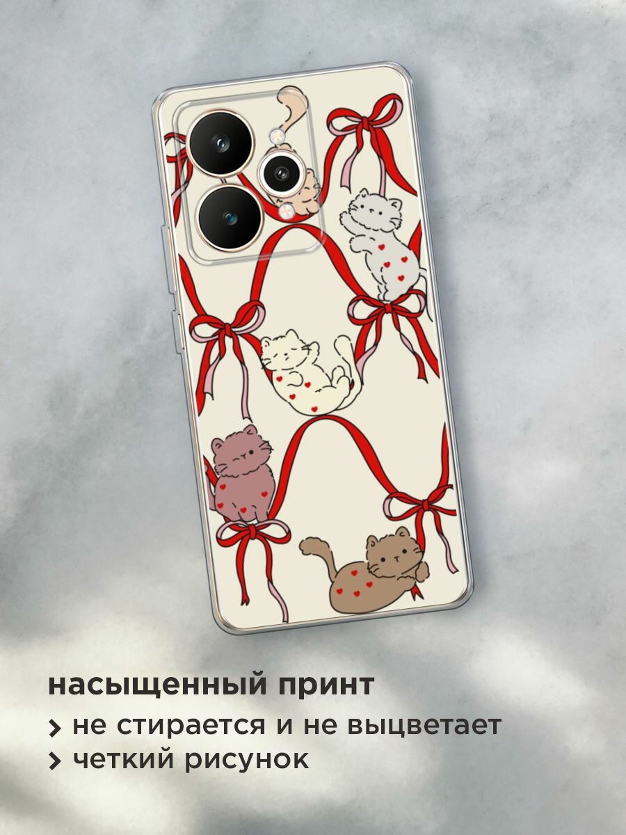 Чехол на Realme 15 / Реалми 15 с принтом "Котики в ленточках 1" — фото 1