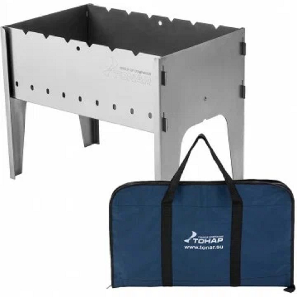Мангал тонар, разборный, сталь, с сумкой, серебристый, 49x28x37 см