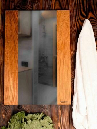 Зеркало Woodson Lake 70x48 см, дуб, с рамой, настенное, влагостойкое